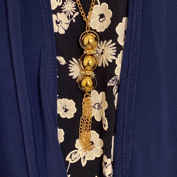 Tiffany&Grey blue and white print floral dress , S and it fits M - Picture 6 of 8